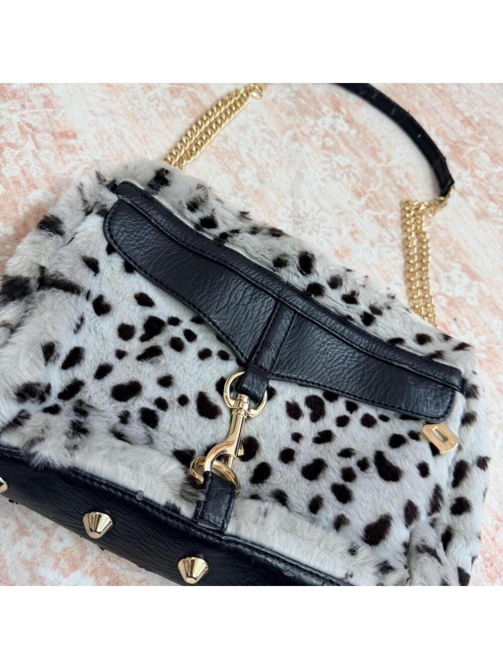 Adrienne Landau faux fur spotted shoulder bag 🖤✨
